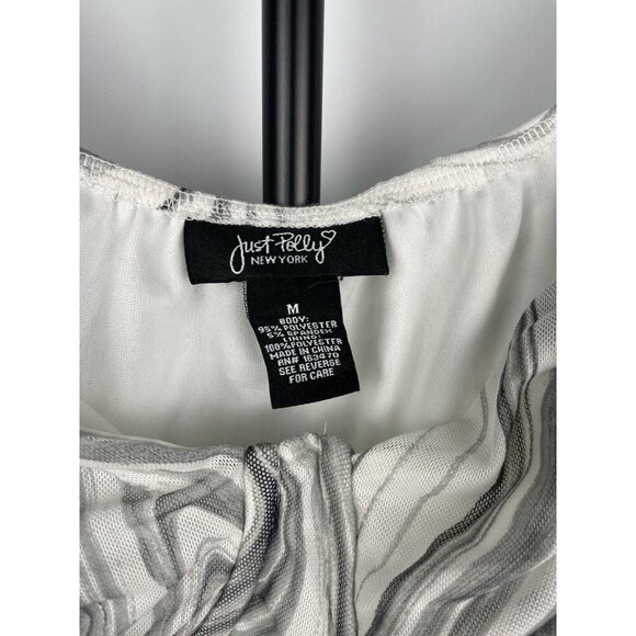 Just Polly White Gray Marble Mesh Ruched Side Seam Crop Top Size‎ M - Picture 5 of 5